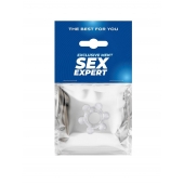 Прозрачное эластичное эрекционное кольцо с 6 шариками - Sex Expert - в Красноярске купить с доставкой