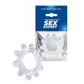 Прозрачное эрекционное кольцо со стимулирующими шариками - Sex Expert - в Красноярске купить с доставкой