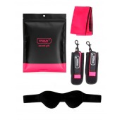Черно-розовый эротический набор: маска, наручники и повязка - Erokay - купить с доставкой в Красноярске