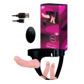 Женский страпон с 3 насадками и вибрацией - Erowoman-Eroman - купить с доставкой в Красноярске