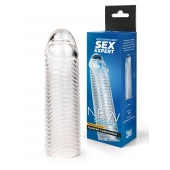 Прозрачная закрытая насадка на пенис с ребрышками - 16 см. - Sex Expert - в Красноярске купить с доставкой