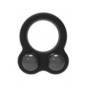 Черное эрекционное кольцо с утяжелителями Cockring Dual Weight - Dream Toys - в Красноярске купить с доставкой