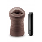Коричневый мастурбатор-ротик Krystal Vibrating Masturbator - Blush Novelties - в Красноярске купить с доставкой