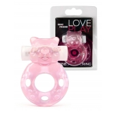 Розовое эрекционное виброкольцо в форме мишки - 1137 - в Красноярске купить с доставкой