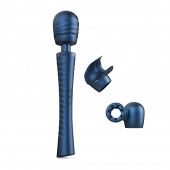 Синий вибромассажёр с насадками Man.wand Edgy - Manwan - в Красноярске купить с доставкой