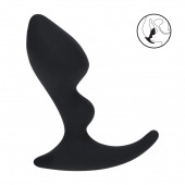 Черная анальная пробка для массажа простаты Double Ripple Silicone Prostate Massager - Shots Media BV - в Красноярске купить с доставкой
