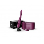 Фиолетовая секс-машина с функцией нагрева, насадками и присоской Sesh - Zalo - купить с доставкой в Красноярске