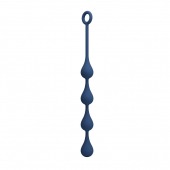 Синяя анальная ёлочка с кольцом Waterdrop Anal Balls 30 mm M - 33,5 см. - Baile