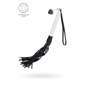 Плеть с белой рукоятью и чёрными хлыстами - 50 см. - Pecado - купить с доставкой в Красноярске