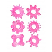 Набор из 6 розовых эрекционных колец с различным рельефом - Erowoman-Eroman - в Красноярске купить с доставкой