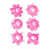 Набор из 6 розовых эрекционных колец с различным рельефом - Erowoman-Eroman - в Красноярске купить с доставкой