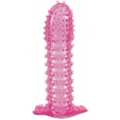 Гелевая розовая насадка с шипами - 12 см. - Toyfa Basic - в Красноярске купить с доставкой