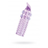 Гелевая фиолетовая насадка с шариками, шипами и усиком - 11 см. - Toyfa Basic - в Красноярске купить с доставкой