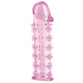 Гелевая розовая насадка на фаллос с шипами - 12 см. - Toyfa Basic - в Красноярске купить с доставкой