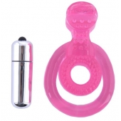 Розовая вибронасадка со стимулятор клитора   Язычок - Toyfa Basic - в Красноярске купить с доставкой
