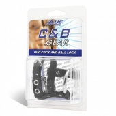 Утяжка на пенис на замочке Duo Cock And Ball Lock - BlueLine - купить с доставкой в Красноярске