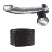 Чёрная утяжка на мошонку 1  Velcro Ball Stretcher - BlueLine - купить с доставкой в Красноярске