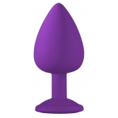 Большая фиолетовая анальная пробка Emotions Cutie Large с голубым кристаллом - 10 см. - Lola Games - купить с доставкой в Красноярске