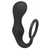 Чёрное эрекционное кольцо с анальной пробкой Double Pleasure Anal Plug - Lola Games - в Красноярске купить с доставкой