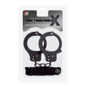 Чёрные наручники из листового металла в комплекте с веревкой BONDX METAL CUFFS LOVE ROPE SET - Dream Toys - купить с доставкой в Красноярске
