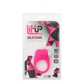 Розовое эрекционное кольцо с щеточкой LIT-UP SILICONE STIMU RING 5 - Dream Toys - в Красноярске купить с доставкой