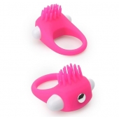 Розовое эрекционное кольцо с щеточкой LIT-UP SILICONE STIMU RING 5 - Dream Toys - в Красноярске купить с доставкой