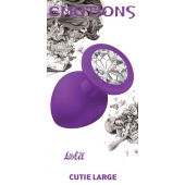Большая фиолетовая анальная пробка Emotions Cutie Large с прозрачным кристаллом - 10 см. - Lola Games - купить с доставкой в Красноярске