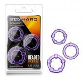 Набор из 3 фиолетовых эрекционных колец Stay Hard Beaded Cockrings - Blush Novelties - в Красноярске купить с доставкой