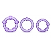 Набор из 3 фиолетовых эрекционных колец Stay Hard Beaded Cockrings - Blush Novelties - в Красноярске купить с доставкой