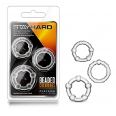 Набор из 3 прозрачных эрекционных колец Stay Hard Beaded Cockrings - Blush Novelties - в Красноярске купить с доставкой