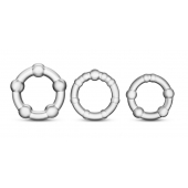 Набор из 3 прозрачных эрекционных колец Stay Hard Beaded Cockrings - Blush Novelties - в Красноярске купить с доставкой