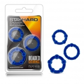 Набор из 3 синих эрекционных колец Stay Hard Beaded Cockrings - Blush Novelties - в Красноярске купить с доставкой