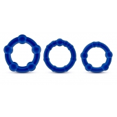 Набор из 3 синих эрекционных колец Stay Hard Beaded Cockrings - Blush Novelties - в Красноярске купить с доставкой