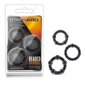 Набор из 3 чёрных эрекционных колец Stay Hard Beaded Cockrings - Blush Novelties - в Красноярске купить с доставкой