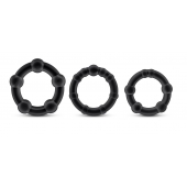 Набор из 3 чёрных эрекционных колец Stay Hard Beaded Cockrings - Blush Novelties - в Красноярске купить с доставкой