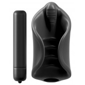 Чёрный мастурбатор Vibrating Silicone Stimulator с вибрацией - Pipedream - в Красноярске купить с доставкой