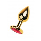 Золотистая анальная пробка с кристаллом-сердцем - 7,5 см. - ToyFa - купить с доставкой в Красноярске