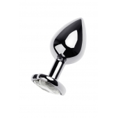 Серебристая анальная пробка с прозрачным кристаллом-сердцем - 8 см. - ToyFa - купить с доставкой в Красноярске