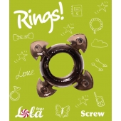 Чёрное эрекционное кольцо Rings Screw - Lola Games - в Красноярске купить с доставкой
