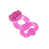 Розовое эрекционное кольцо Rings Treadle с подхватом - Lola Games - в Красноярске купить с доставкой