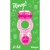 Розовое эрекционное кольцо с вибрацией Rings Ringer - Lola Games - в Красноярске купить с доставкой