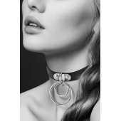 Черный чокер с двумя кольцами - Bijoux Pour Toi - купить с доставкой в Красноярске