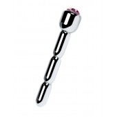 Серебристый уретральный плаг со стразом - 7 см. - ToyFa - купить с доставкой в Красноярске