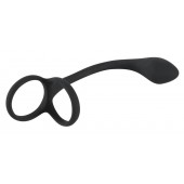 Эрекционное кольцо с утяжкой на мошонку и анальным плаг Black Velvets - Orion - в Красноярске купить с доставкой