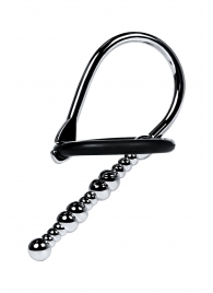 Серебристый уретральный плаг-бусины TOYFA Metal с мягким фиксириющим кольцом - ToyFa - купить с доставкой в Красноярске