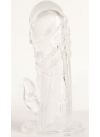 Прозрачная гелевая насадка с клиторальным отростком - 13 см. - Toyfa Basic - в Красноярске купить с доставкой