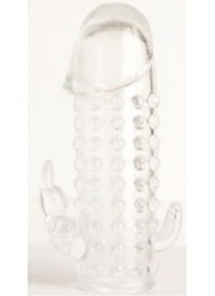 Гелевая прозрачная насадка с 2 отростками - 13 см. - Toyfa Basic - в Красноярске купить с доставкой