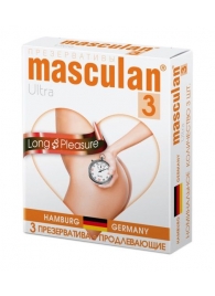 Розовые презервативы Masculan Ultra Long Pleasure с колечками, пупырышками и продлевающим эффектом - 3 шт. - Masculan - купить с доставкой в Красноярске