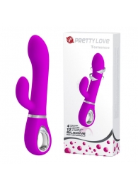 Лиловый вибратор-ротатор с клиторальным отростком Ternence - 19,6 см. - Baile