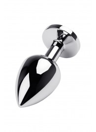 Серебристая коническая анальная пробка с красным кристаллом - 8 см. - ToyFa - купить с доставкой в Красноярске